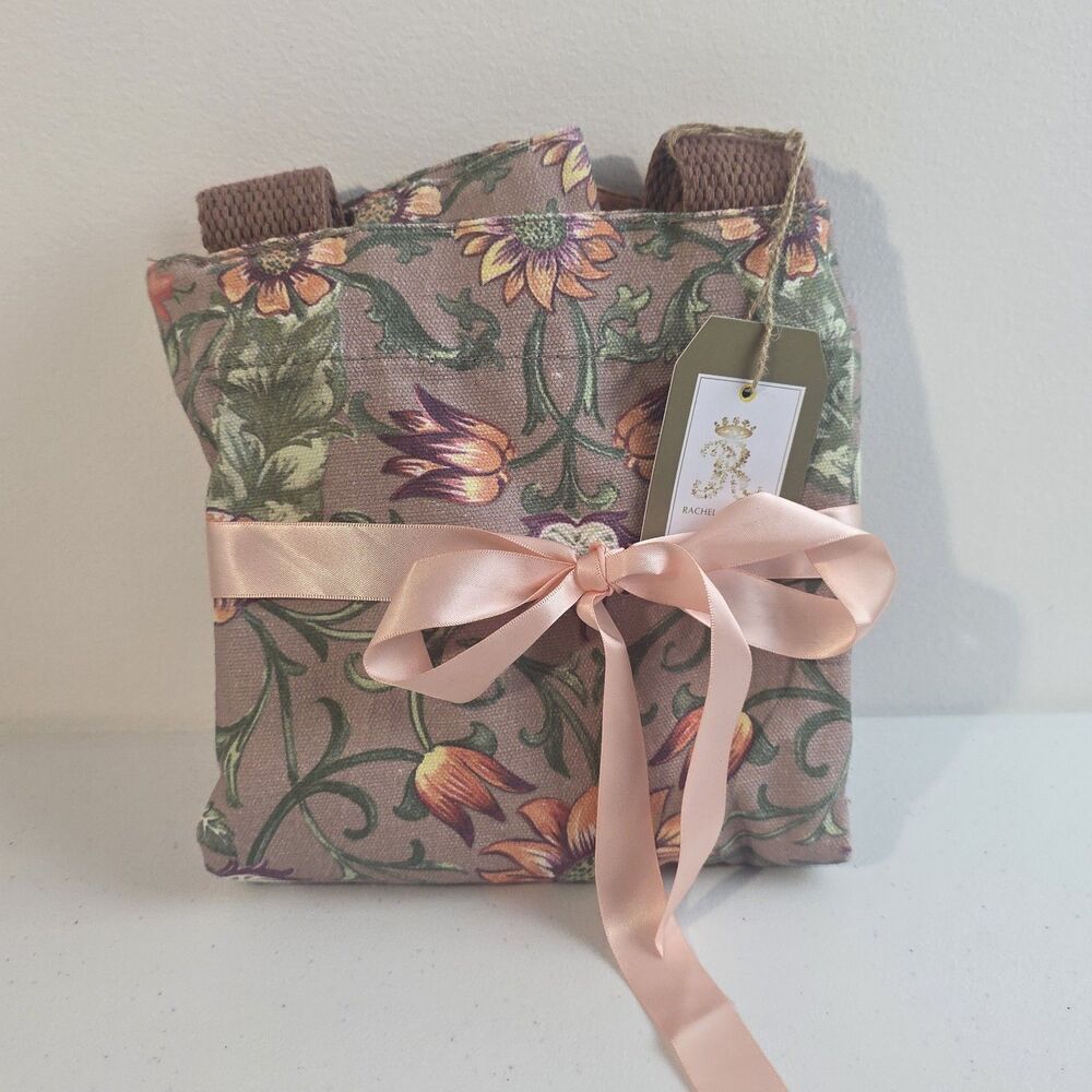 RACHEL ASHWELL Shabby Chic Floral Flowers Canvas Tote Bag Sac Made in India New